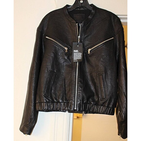 New with Tags -Paige "GIANNA" Leather Biker Jacket, color Black, size Medium - Picture 6 of 11
